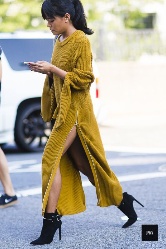 knitted sweater dress yellow