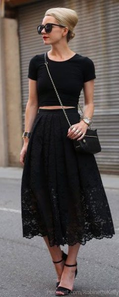 crop top maxi black dress
