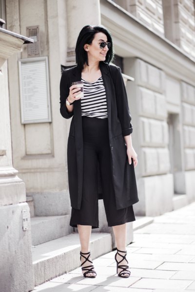 longling black blazer culottes