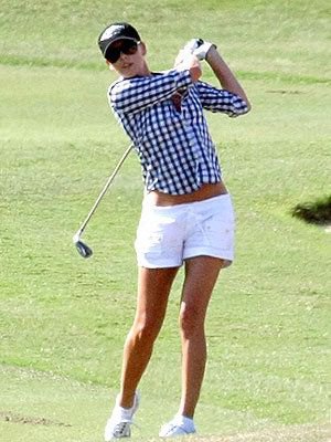cropped plaid shirt white golf shorts