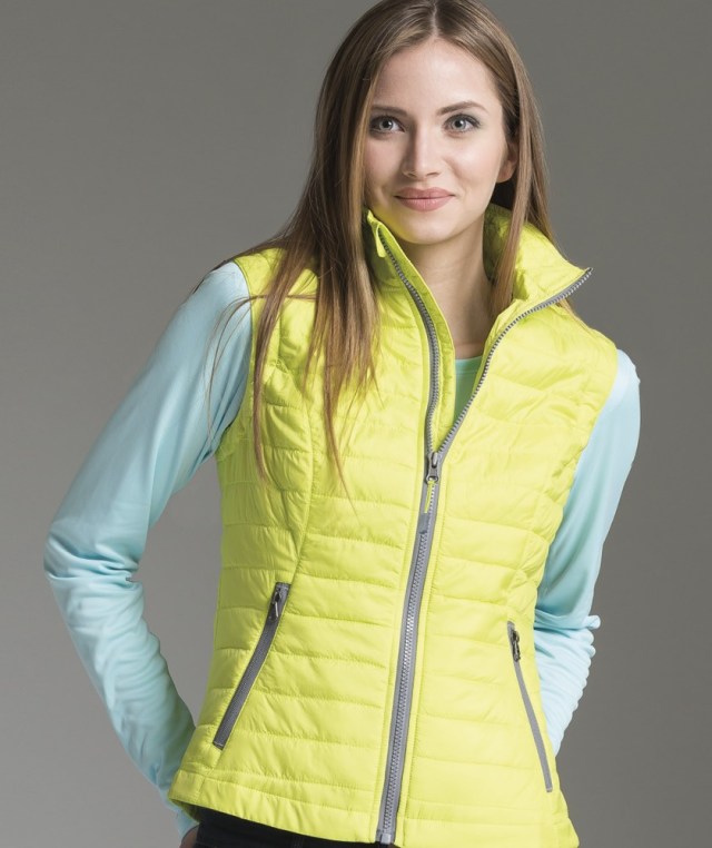yellow quilted vest