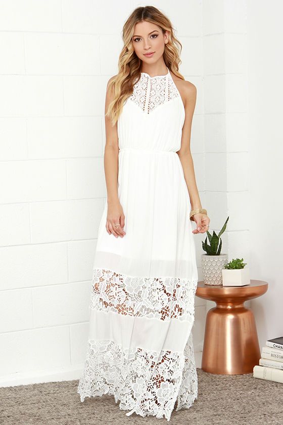 white lace halter dress maxi