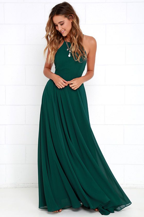 halter neckline emerald green dress