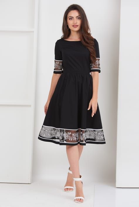 back zip dresses, below knee length dresses, Black And White .
