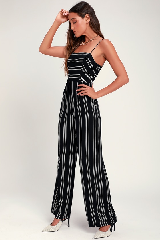 Cute Striped Jumpsuit - Black Striped Jumpsuit - Black Jumpsu