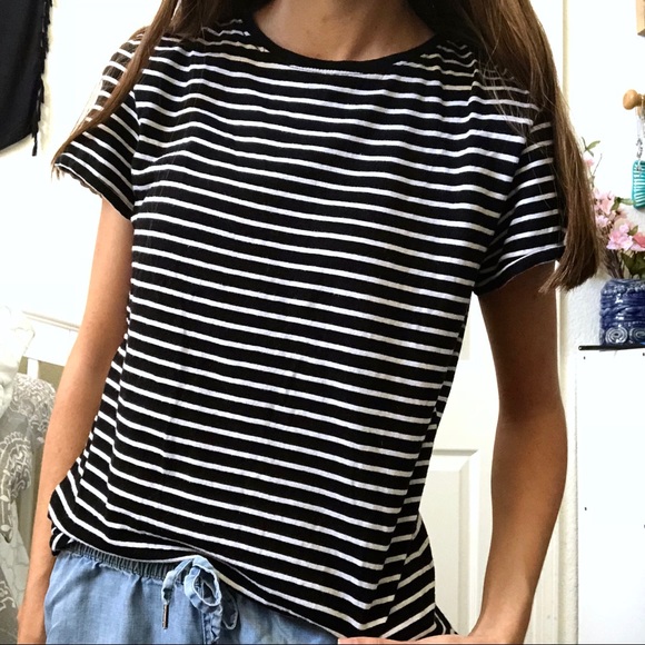 Cotton On Tops | Black White Striped Shirt | Poshma