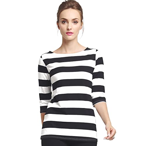 Women's Black and White Striped Shirt: Amazon.c