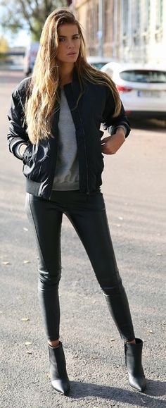 10 Best Black bomber jacket outfit images | Bomber jacket outfit .