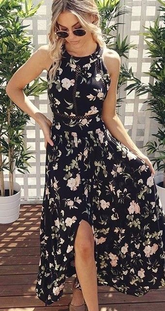 run-alone-maxi-dress-in-black-rose-floral | Cute dresses, Maxi .