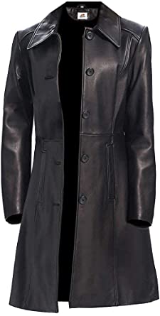 Black Long Leather Jacket for Women