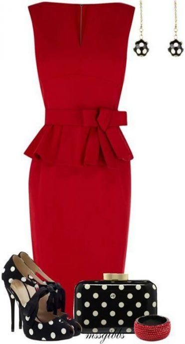 Trendy Dress Red Outfit Polyvore Ideas | Classy outfits, Cloth