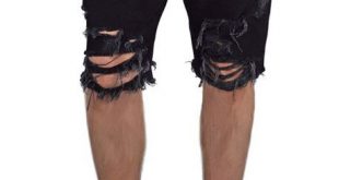 The Ripped Jean Shorts in Black | Black shorts men, Black ripped .