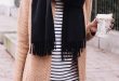 fall #fashion / black scarf + stripes | Fashion, Fall outfits .