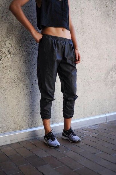 Pants, black, girl, leather, long, cool, tumblr, fit, tummy, tan .