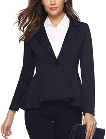 Aibrou Womens Casual Work Office Open Front Blazer Jacket Notch .