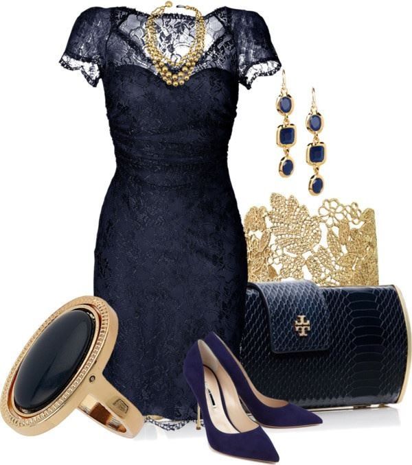 Navy and Gold Lace | Fashion, Navy lace dre