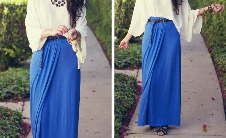 Blue Maxi Skirt Outfit Ideas 1286