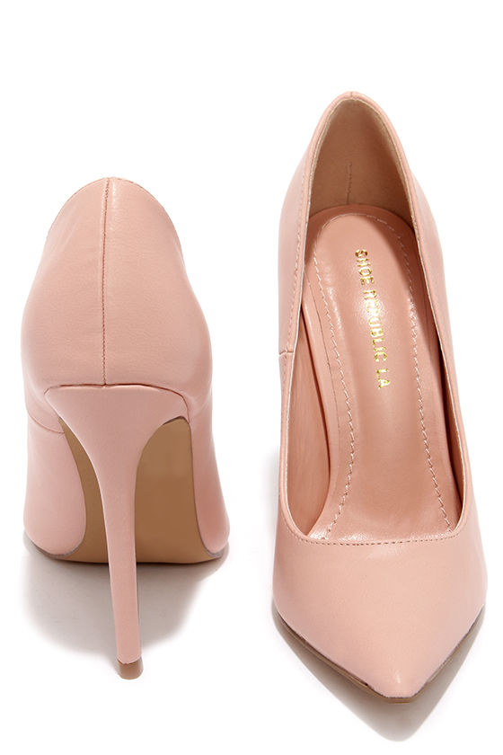 Pretty Pink Pumps - Pointed Pumps - Blush Pink Heels - $34.