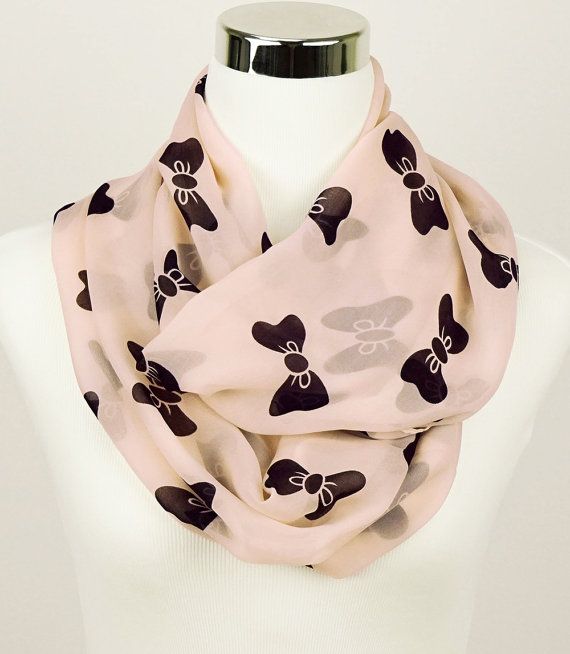 Black Bows Infinity Scarf Bow Loop Scarf Bow infinity by JuicyBows .