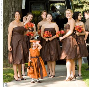 Wedding Plans/Ideas | Brown wedding dress, Brown bridesmaid .