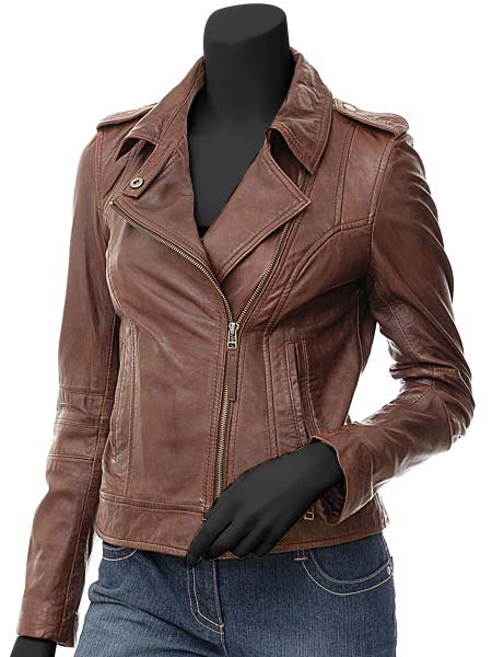 Peggy Biker Jacket Women | Brown Leather Jack