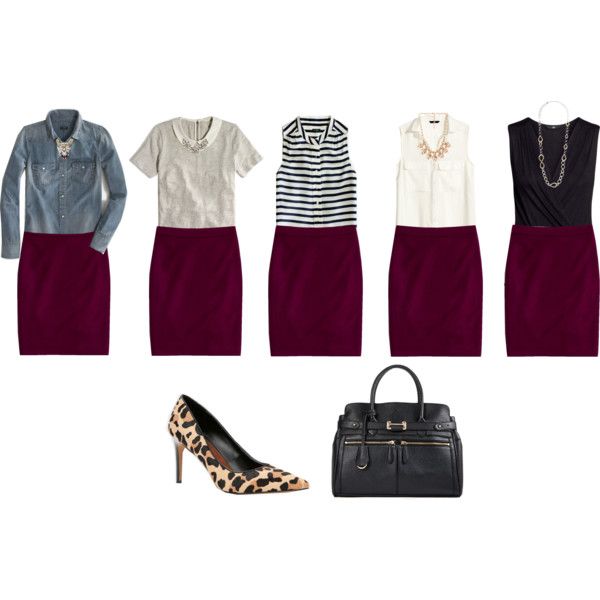 Wine colored pencil skirt outfit ideas | Pencil skirt outfits .