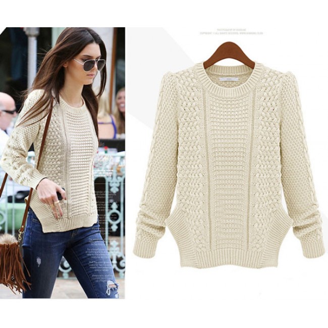 Personality Side Split Cable Knit Sweater | Sweaters & Cardigans .