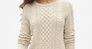 Gap Womens Cable-Knit Crewneck Pullover Sweater Oatmeal | Work .
