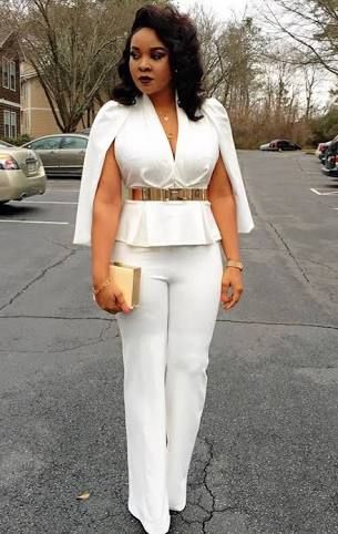 Girly collection of african white jumpsuits, White Cape Blazer .