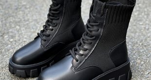 2019 New Army Combat Boots Women Lace Up Gothic Black Sock .