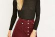 Urban Outfitters Button Front Burgundy Corduroy Mini Skirt | A .