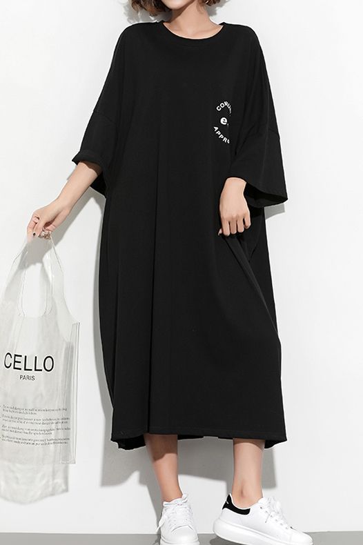 Style black print cotton Tunic plus size Fashion Ideas Batwing .