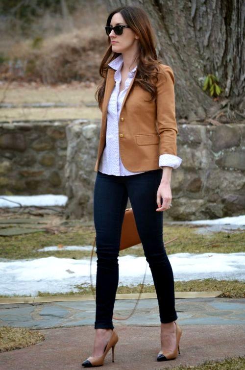 tan cropped blazer outfit – Just Trendy Gir