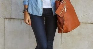 Casual Outfit With Skinny Jeans and Brown Handbag find more women .