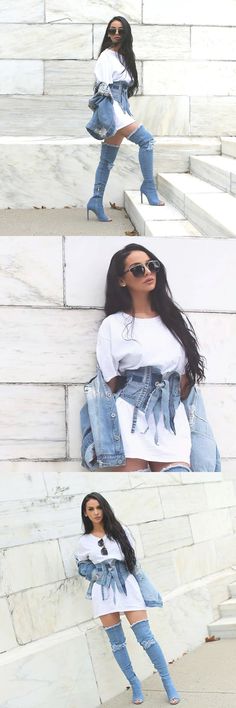 9 Best Denim boots images | Denim boots, Cute outfits, Fashi