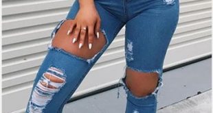 Extreme Ripped Distressed Denim Mom Jeans | WearAll | Cute ripped .