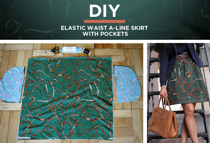 Tutorial: Easy DIY Elastic Waist A-Line Skirt w/ Pockets - Extra .