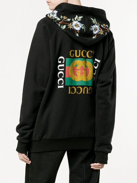 Gucci Gucci Print rose embroidered hoodie | Gucci outfits, Gucci .