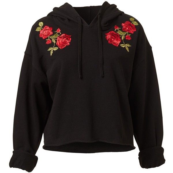 EMBROIDERED HOODIE ($52) ❤ liked on Polyvore featuring tops .