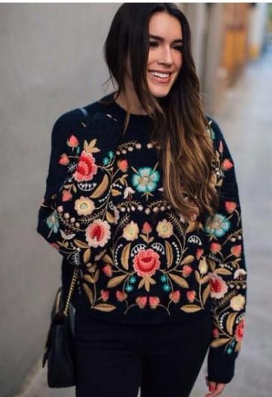 Floral Embroidered Oversized Sweater | Fashion, Fashion trends .