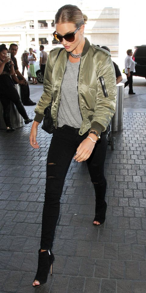 10 Celebrities Prove the Army Green Bomber Jacket Is the Season's .