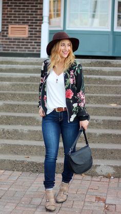 Floral Bomber Jacket Outfit Ideas for
Women