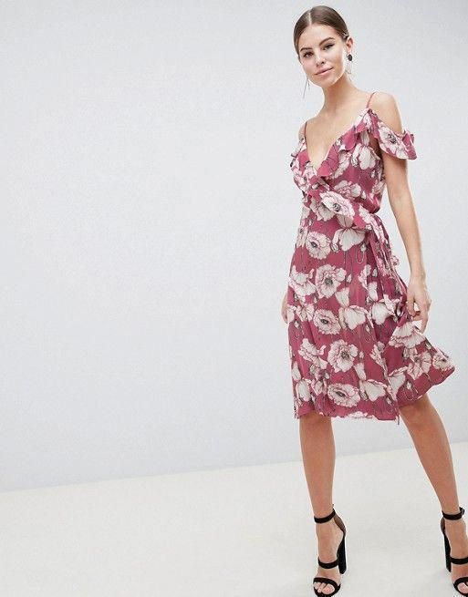 Y.A.S | Y.A.S Floral Cold Shoulder Midi Dress #summercocktaildress .