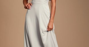 Pretty Light Grey Maxi Dress - Flutter Sleeve Dress - Go
