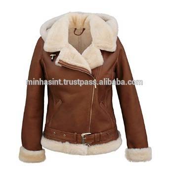 Women Pilot Leather Jackets/men Leather Jacket With Fur Collar .