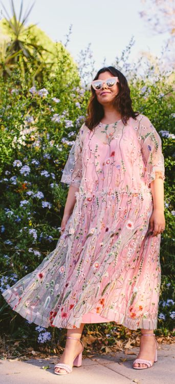 Garden party vibes. Outfit idea: Floral embroidered dress trend .