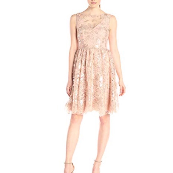Vera Wang Dresses | Sequin Rose Gold Cocktail Dress Size 8 | Poshma