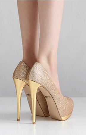 Elegant Peep Toe Stiletto High Heel Gold Pumps High Heel, 15cm .