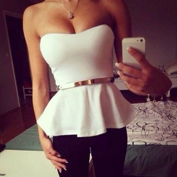 shirt cute outfit fashion belt tube top tank top black brand party .