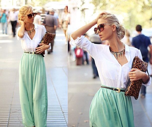 Mint green maxi skirt | Fashion, Style, Beautiful skir